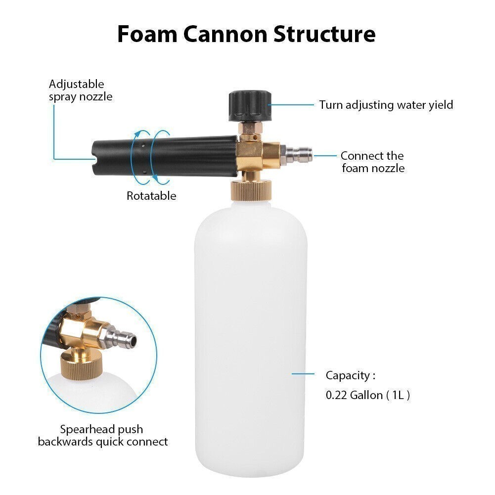 Pressure Washer Gun Car Wash Soap Lance Cannon Spray Jet Bottle Snow Foam Kit .