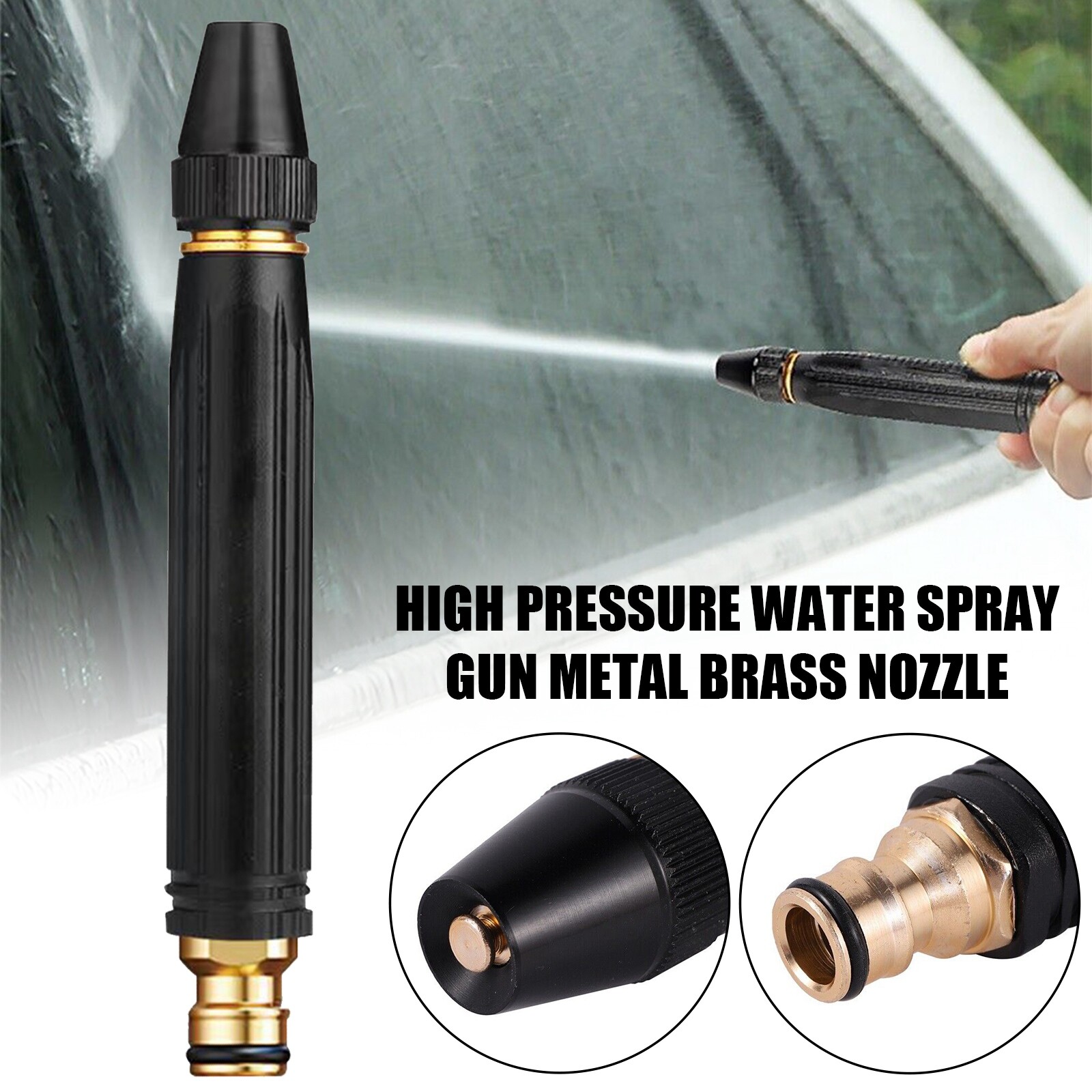 High Pressure Water Spray Gun Metal Brass Nozzle Car Garden Lawn Wash Hose Pipe