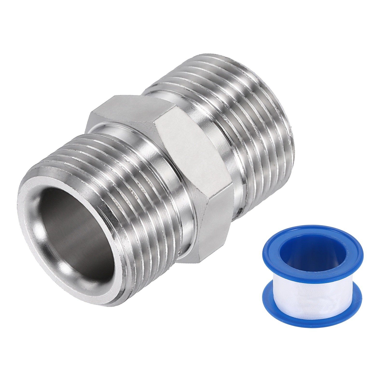 M22 14mm Male to M22 14mm Male Steel Fittings Pressure Washer Adapter with Tape