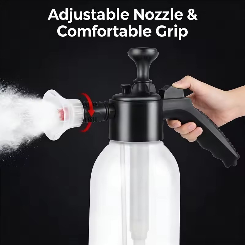 2L Hand Pump Foam Sprayer Snow Foam Cannon Car Wash Bottle w/ 3 Nozzles