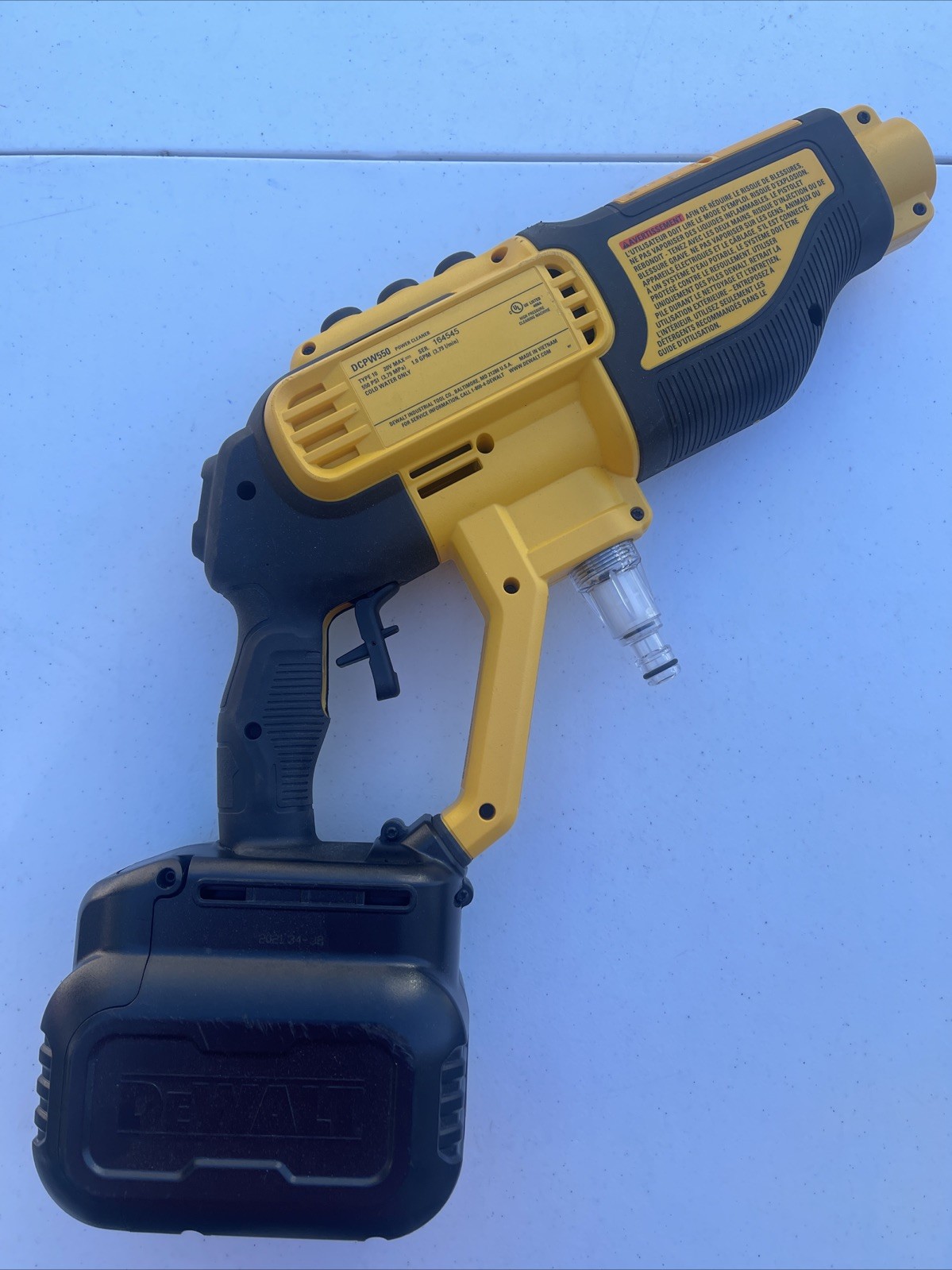 DeWalt 20v Max Cordless 550 PSI Cold Water Power Cleaner Model# DCPW550