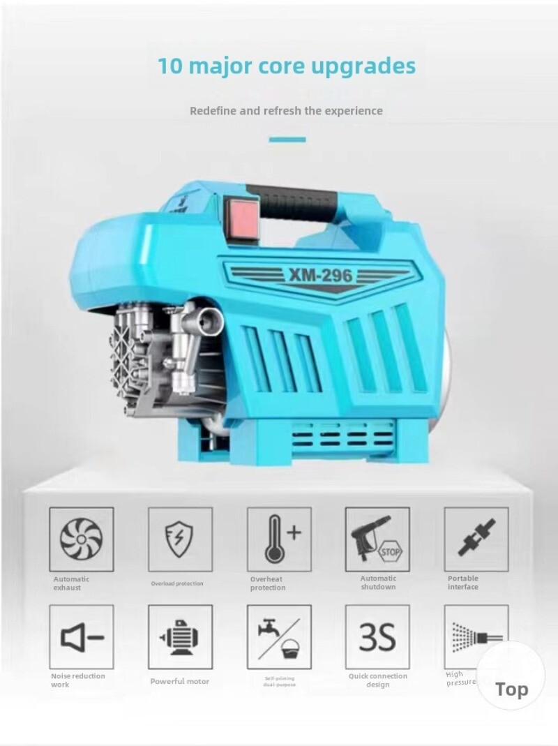 M-296 High Pressure Washing Machine 100bar 220V 1.3KW Portable Car Washer