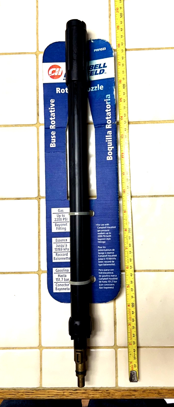 Pressure washer rotary spray bayonet nozzle wand, Campbell Hausfeld PW1022 – NEW