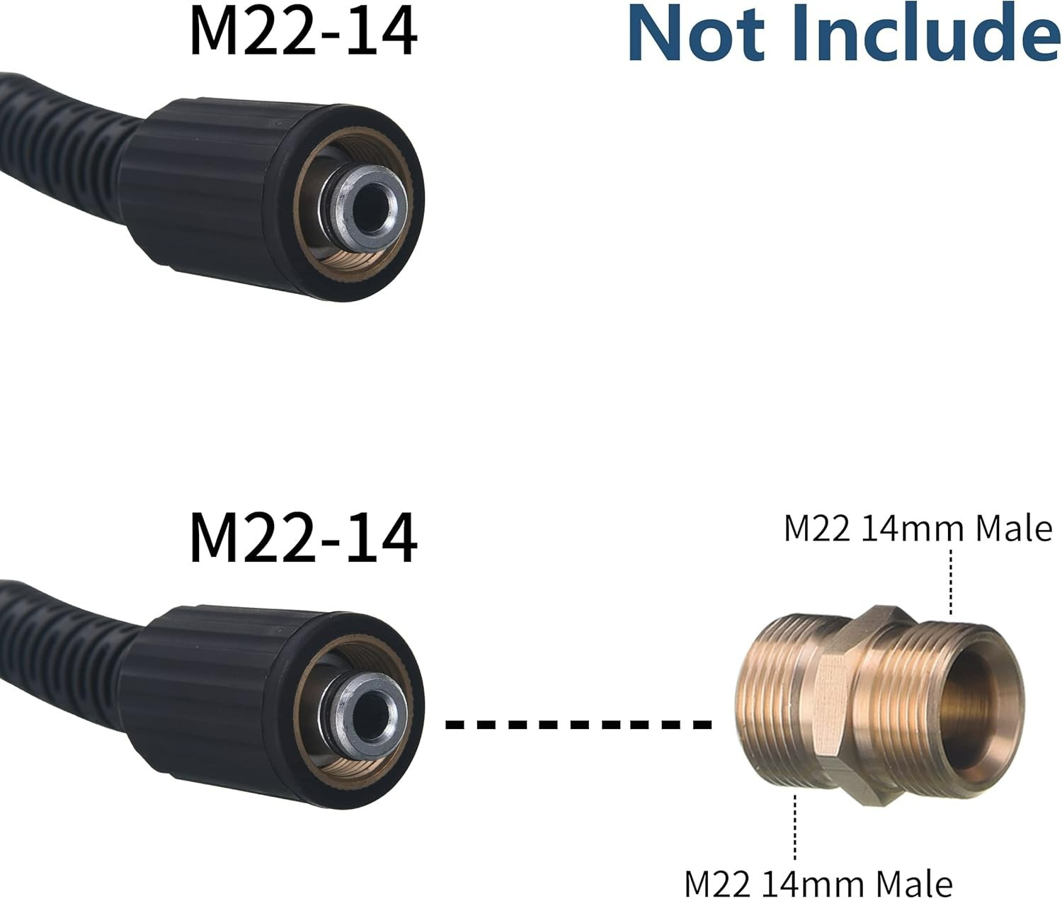 Durable 25 FT High Pressure Washer Hose, 3600 PSI M22 Thread, PVC Construction