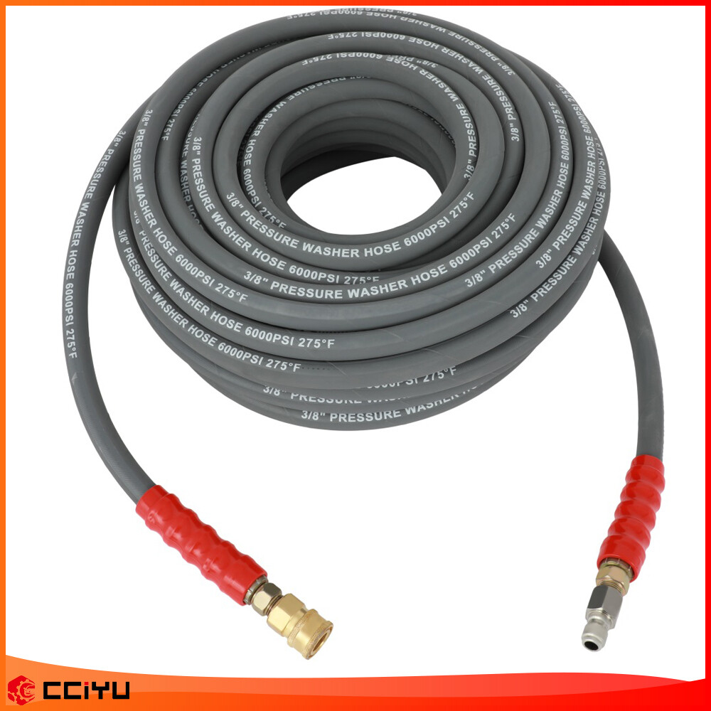 Hot Water Pressure Washer Hose 3/8″ x 6000 psi Non-Marking 2-Braid R2 Gray 100ft