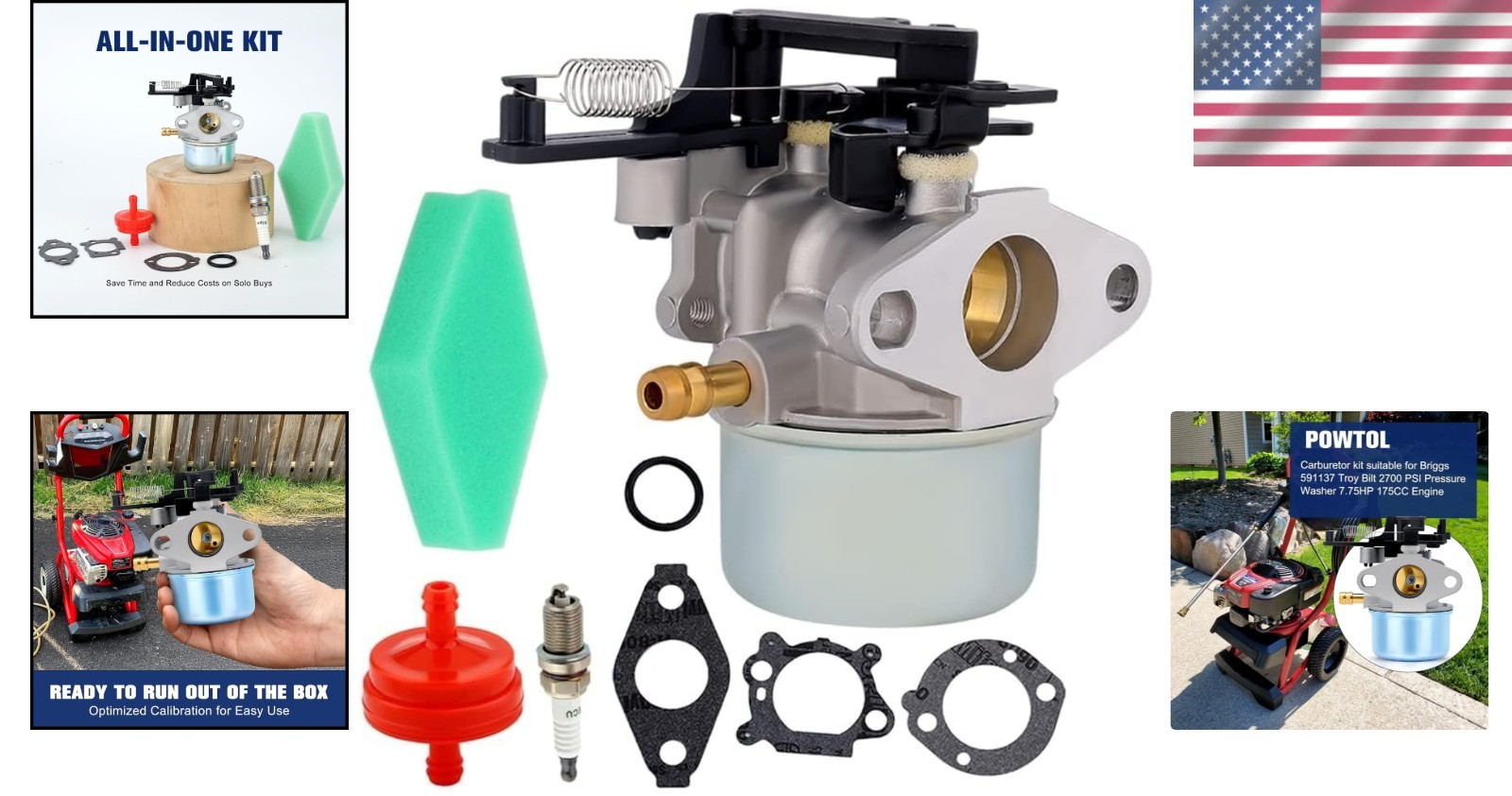 Bolt-On Carburetor for Troy Bilt/Briggs Stratton Pressure Washers – Complete Set