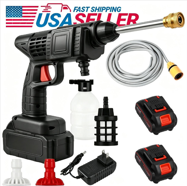 2 Battery Cordless High Pressure Washer Portable Wash Gun Electric Power Cleaner
