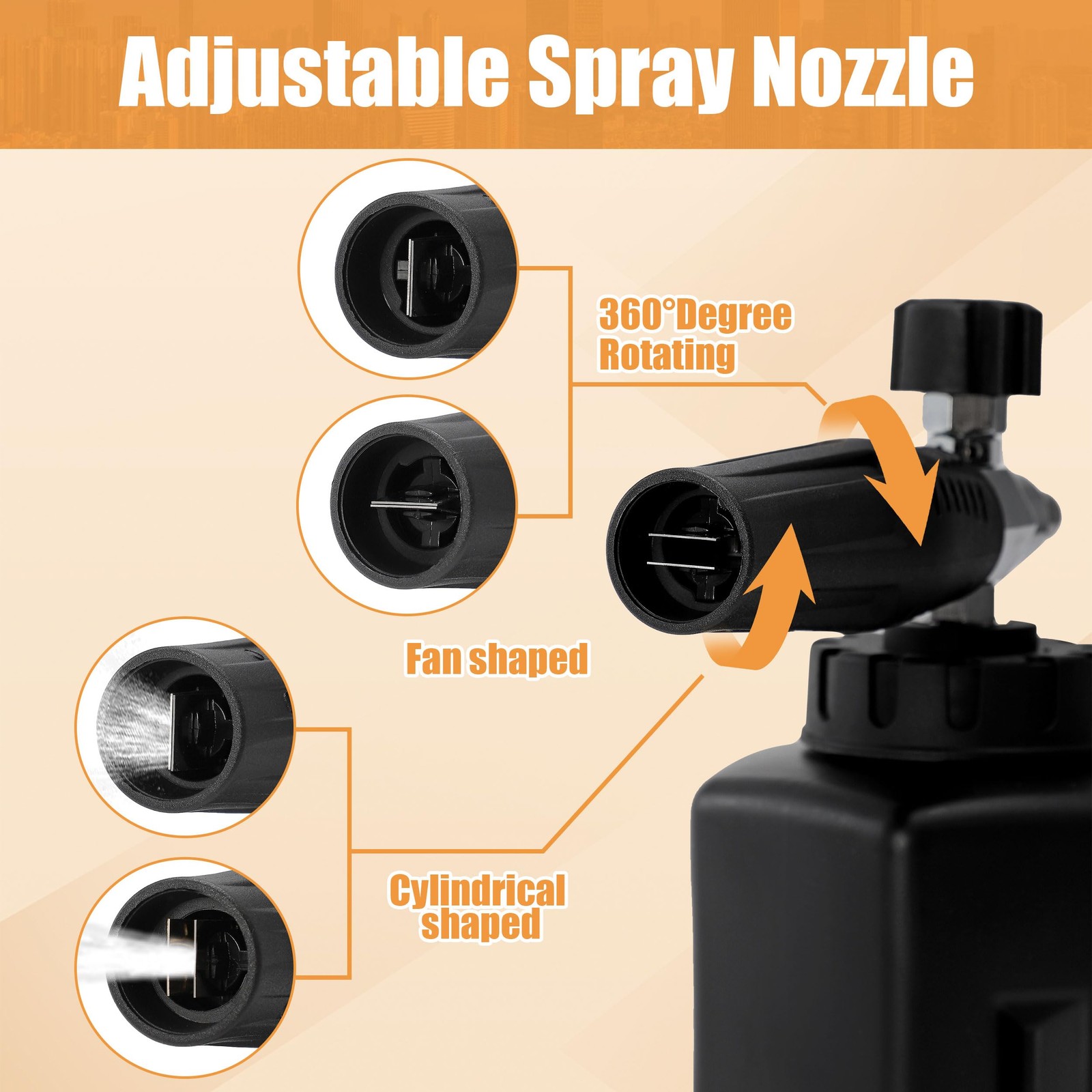 Pressure Washer Gun with Foam Cannon, 1.5 Liter, 5000 PSI