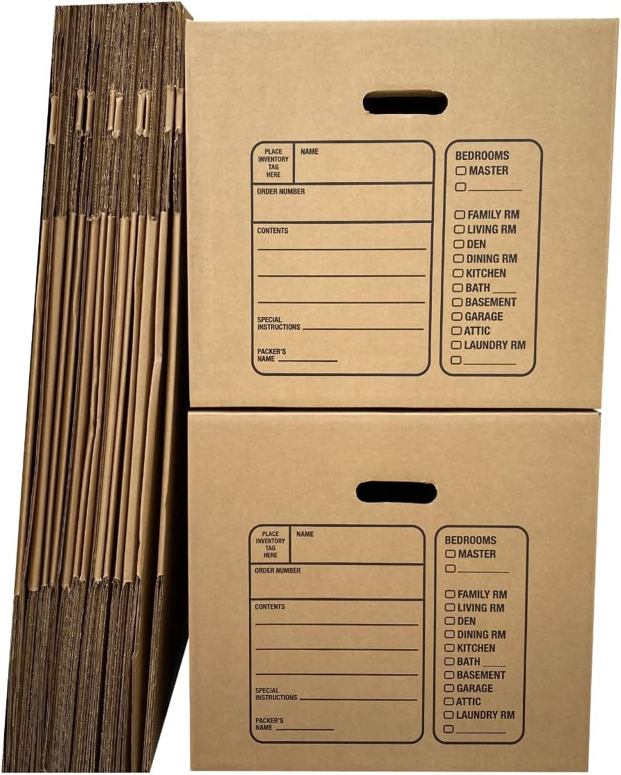 Premium Medium Moving Boxes 18x18x16″ – Pack of 10 Sturdy Cardboard Boxes