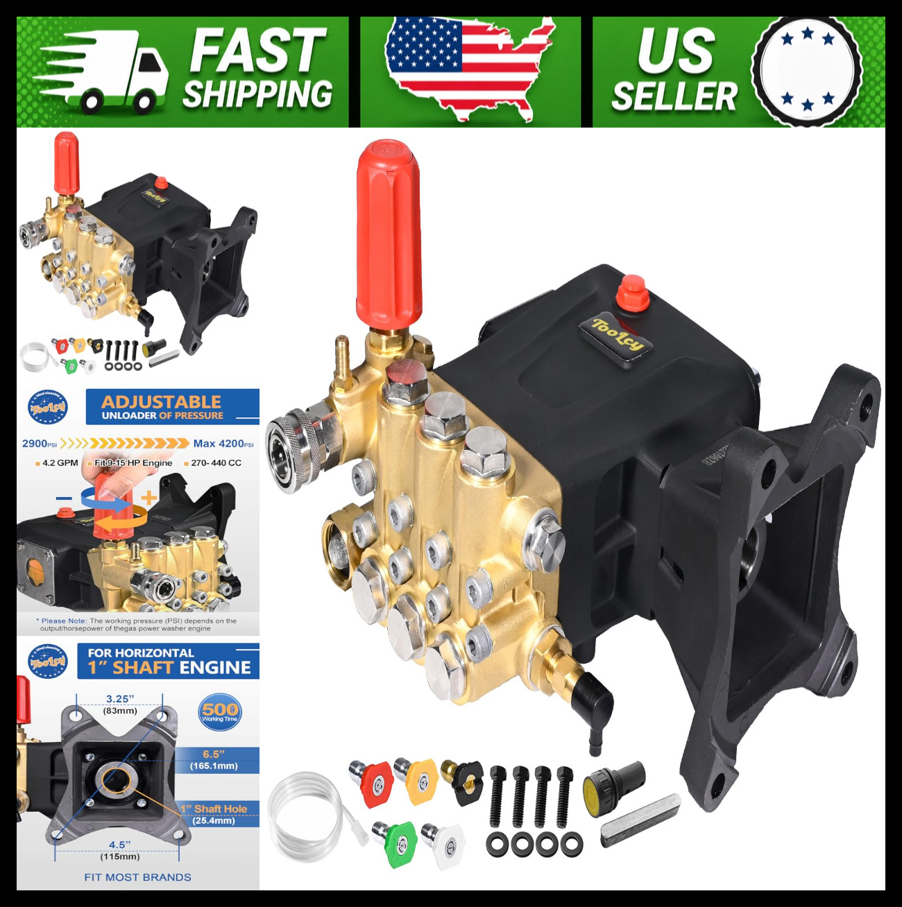 Pressure Washer Pump 4200 PSI 4.2 GPM Triplex Replacement for Gas Washer