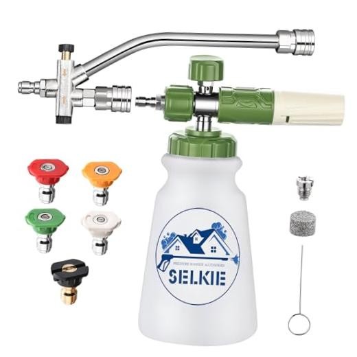 Foam Cannon with Double Tip Attachment,Adjustable Dual White Foam Cannon