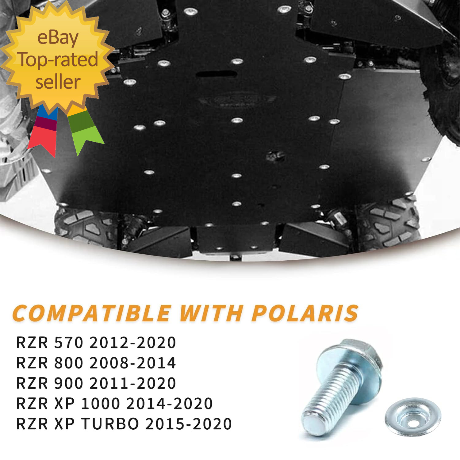 20 Piece Set UTV Skid Plate Washer and Bolt Kit Compatible with Polaris RZR