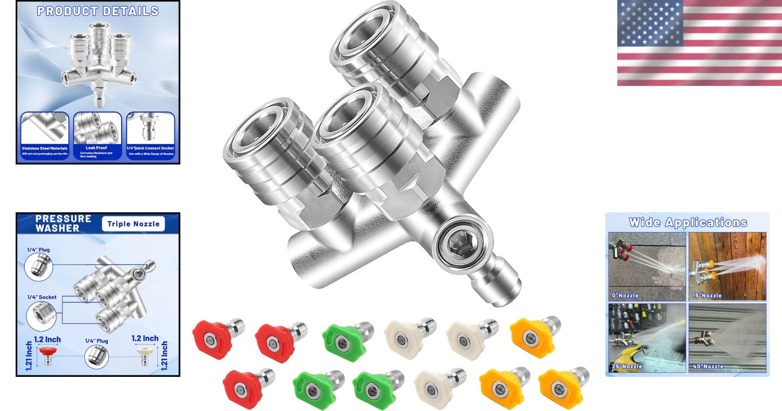Professional Grade Pressure Washer Nozzle Set – 3-in-1, 5000 PSI, 13 Pieces