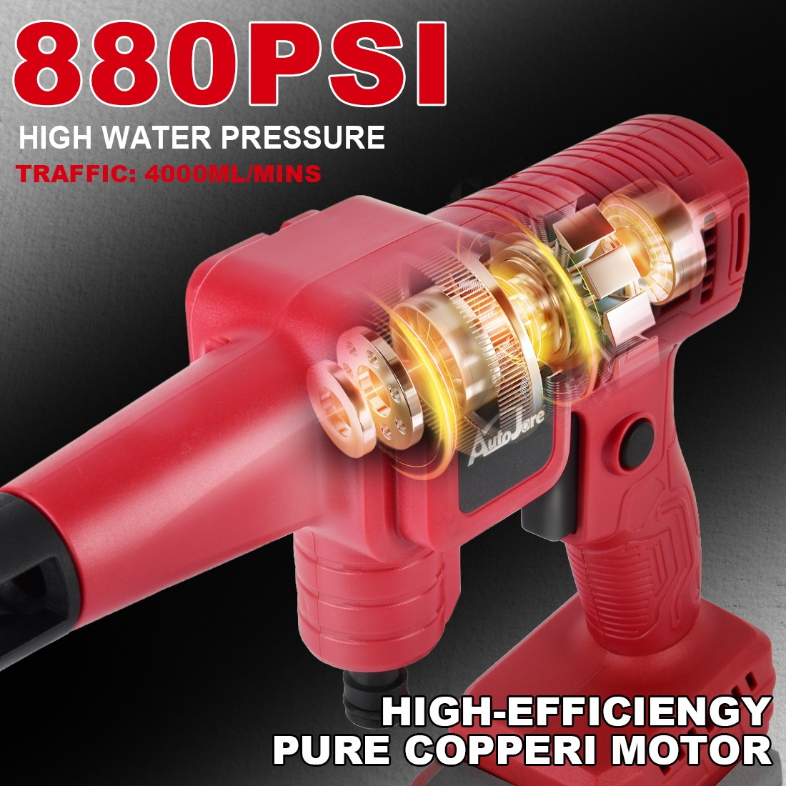 6 in 1 Nozzle Cordless Pressure Washer for Milwaukee 18V Battery 880 PSI Power