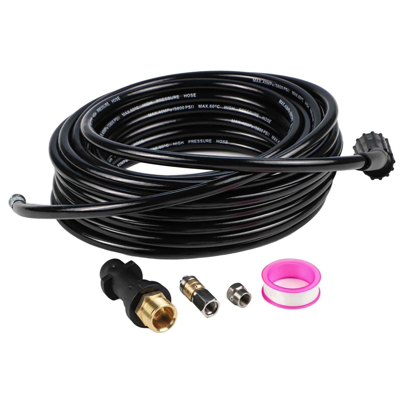 For Karcher-Compatible 15m 20m Hose Set with Adapter 2 Connectors Raw Tape