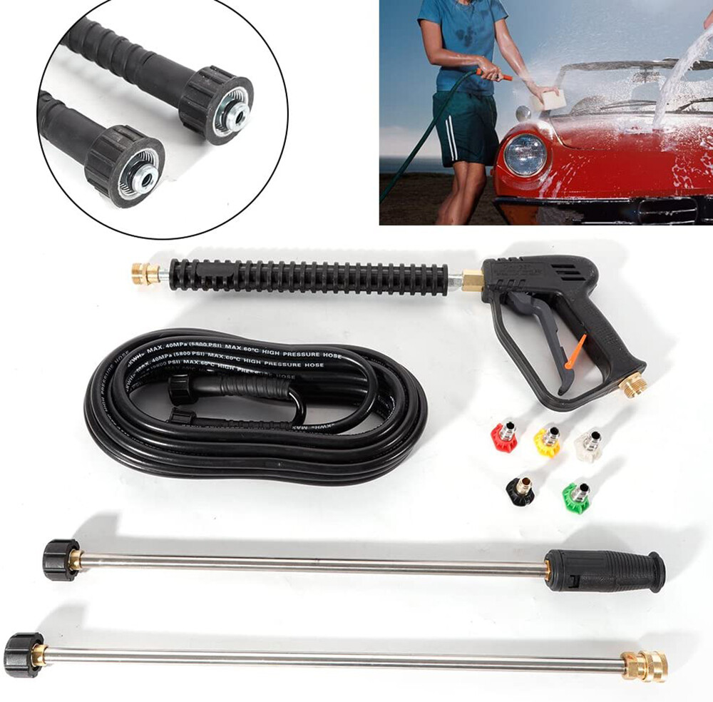 4000PSI High Pressure Power Washer Spray Gun Wand Lance Nozzle Tips Hose Kit M22