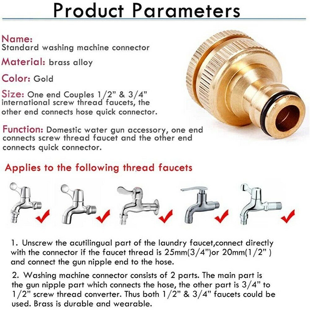 G3/4 To G1/2 Brass Fitting Adaptor HOSE Tap Faucet Water Pipe Connector/Garden