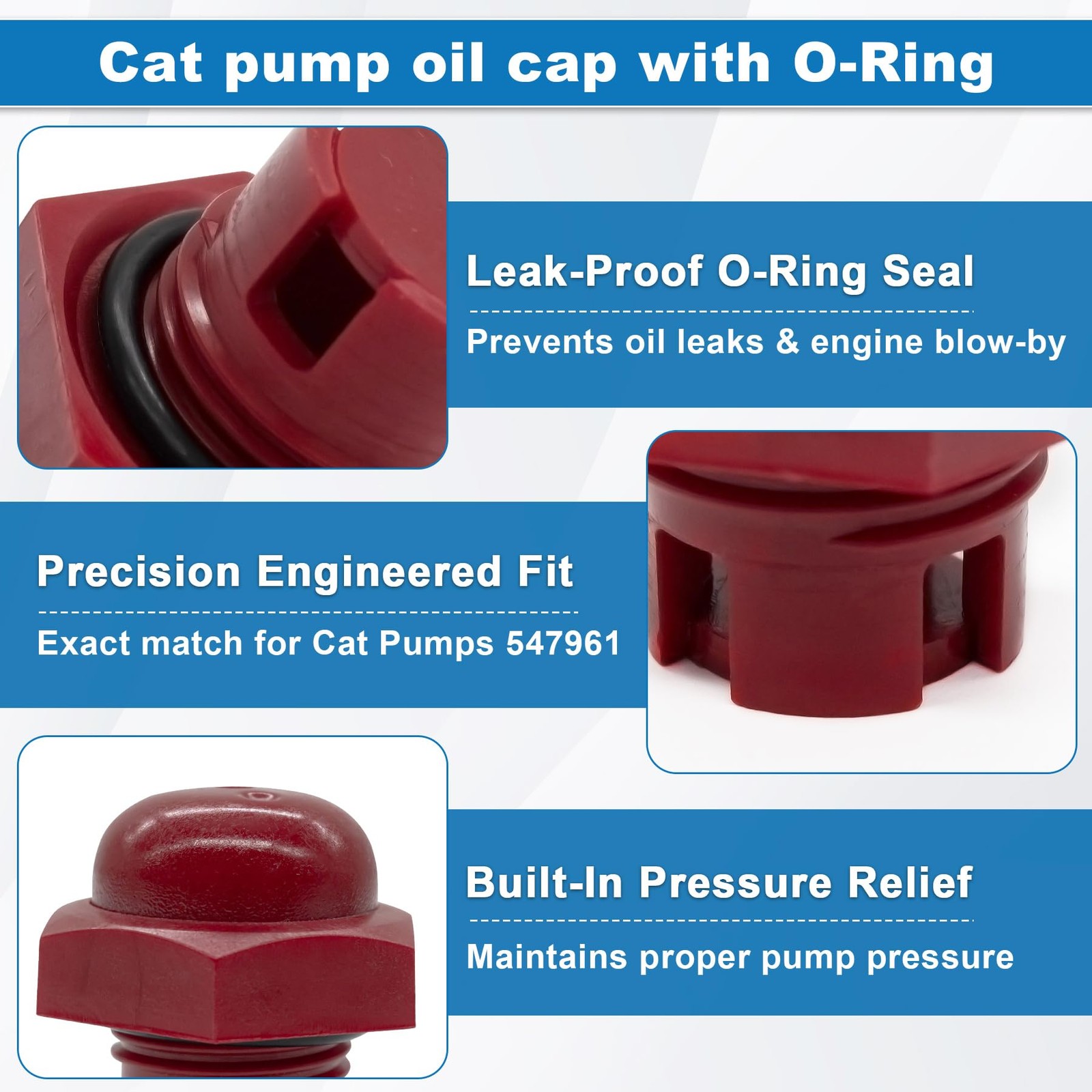Oil Fill Cap with O-Ring Seal for Cat Pumps Pressure Washer Models – 2SF, 2DX…