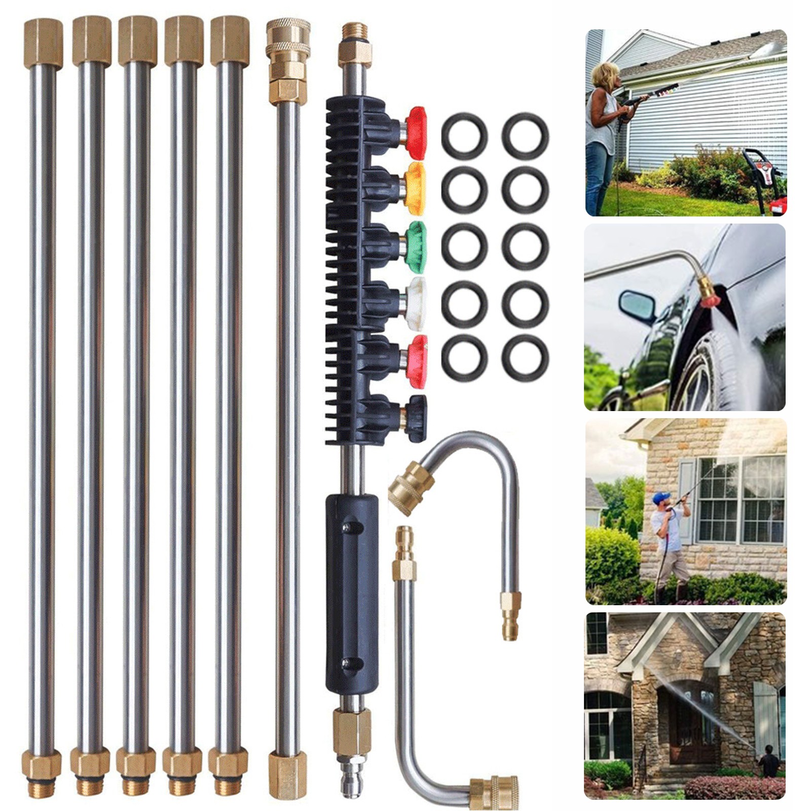 High Pressure Washer Extension Wand Replace Lance Gutter Cleaner Nozzle 4000PSI