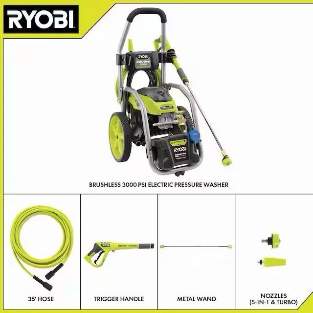 *NEW* RYOBI RY143011VNM 3000 psi Brushless Elecric Pressure Washer w/ Soap Tank