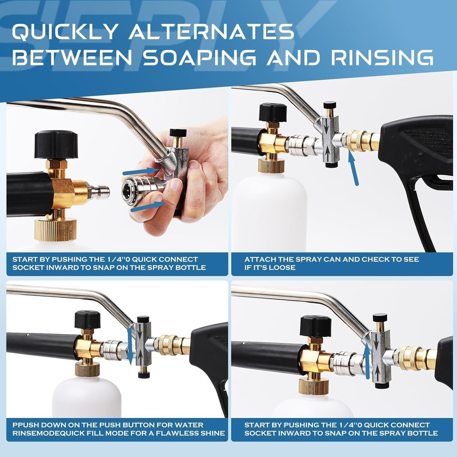 Dual-Connector Foam Cannon for Pressure Washers with 5 Nozzles