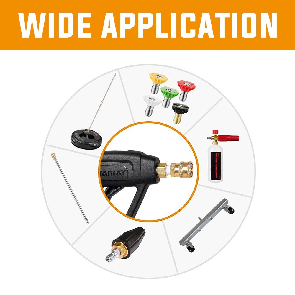 YAMATIC Pressure Washer Gun w/ Extension Wands 360° Swivel 22-14mm 3/8″ 4000 psi