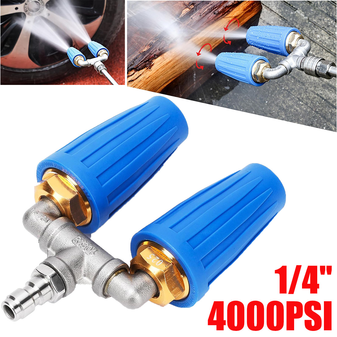 4000 PSI Dual Turbo Nozzle Pressure Washer 4-6 GPM 1/4″ Quick Connect Spray Tip
