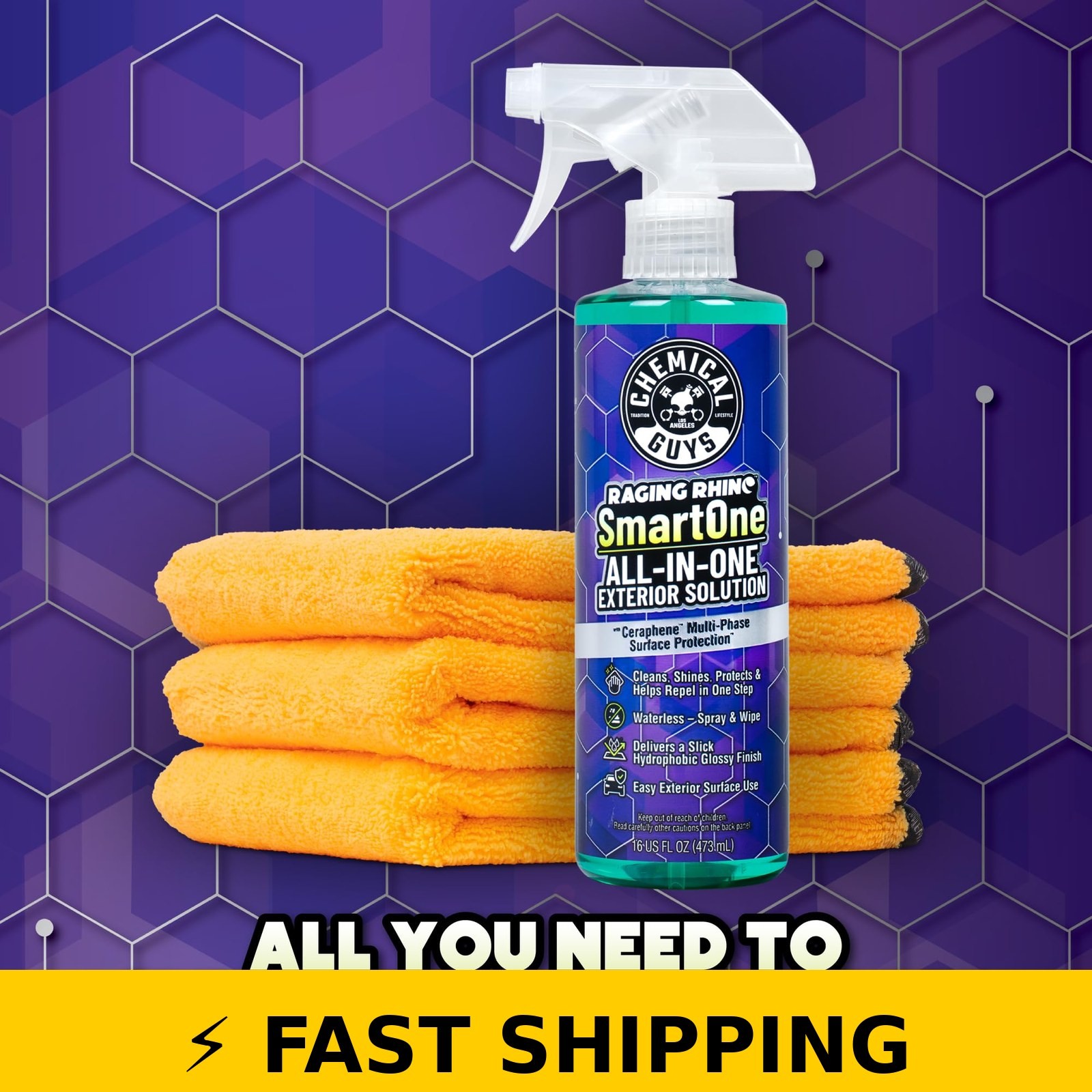 Chemical Guys Raging Rhino Waterless Car Wash, 20 Fl Oz