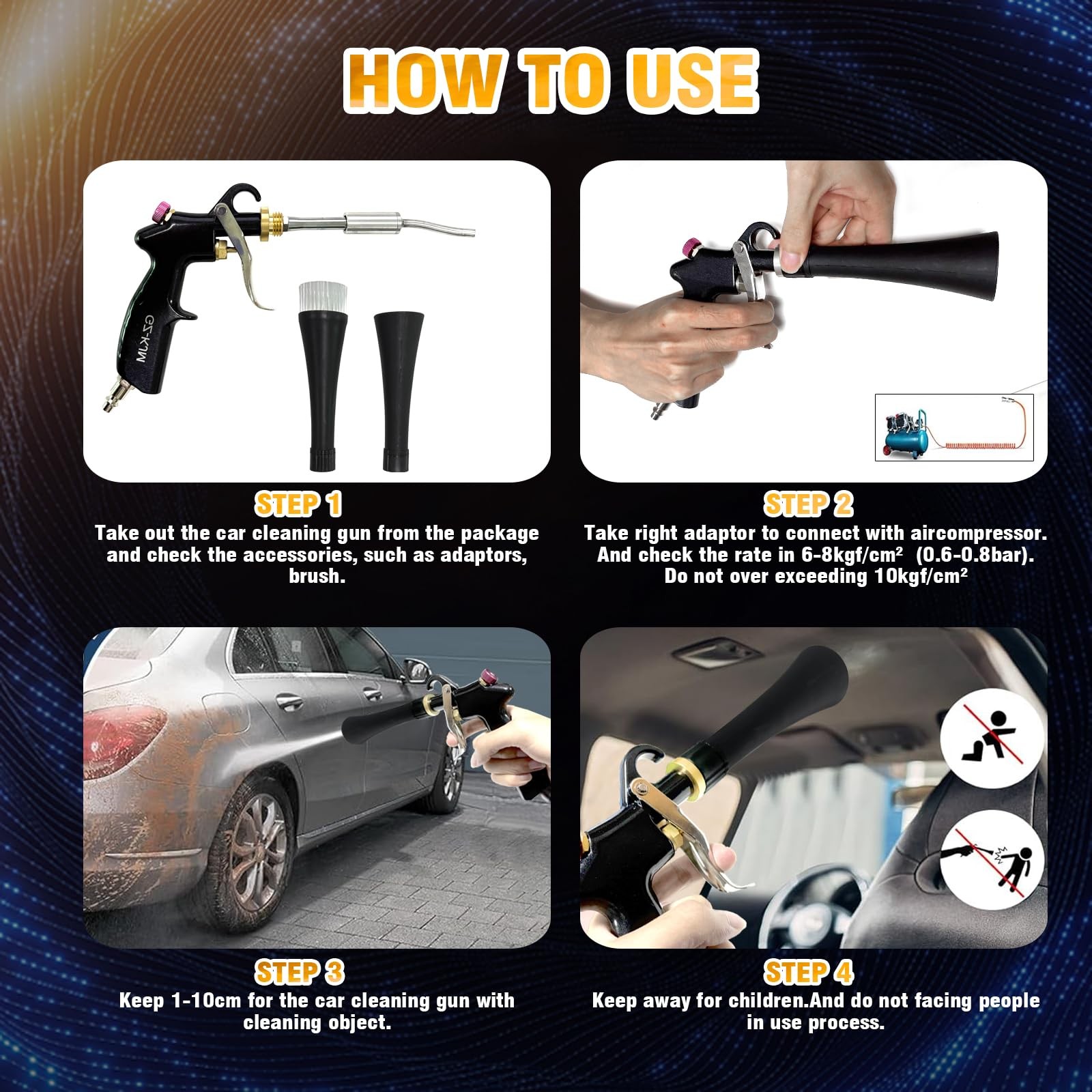 GZ-KJM Air Blow Gun Car Interior Cleaning High Pressure Detailing…