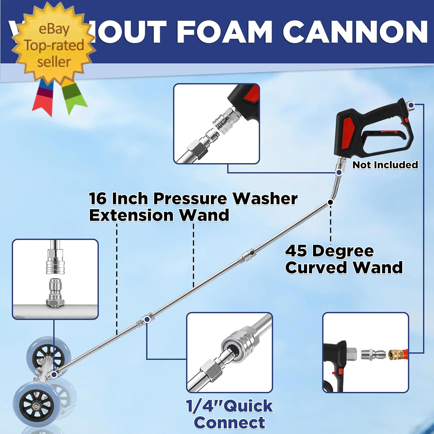 Pressure Washer Undercarriage Cleaner, 16 Inch Undercarriage Washer with Foam Ca
