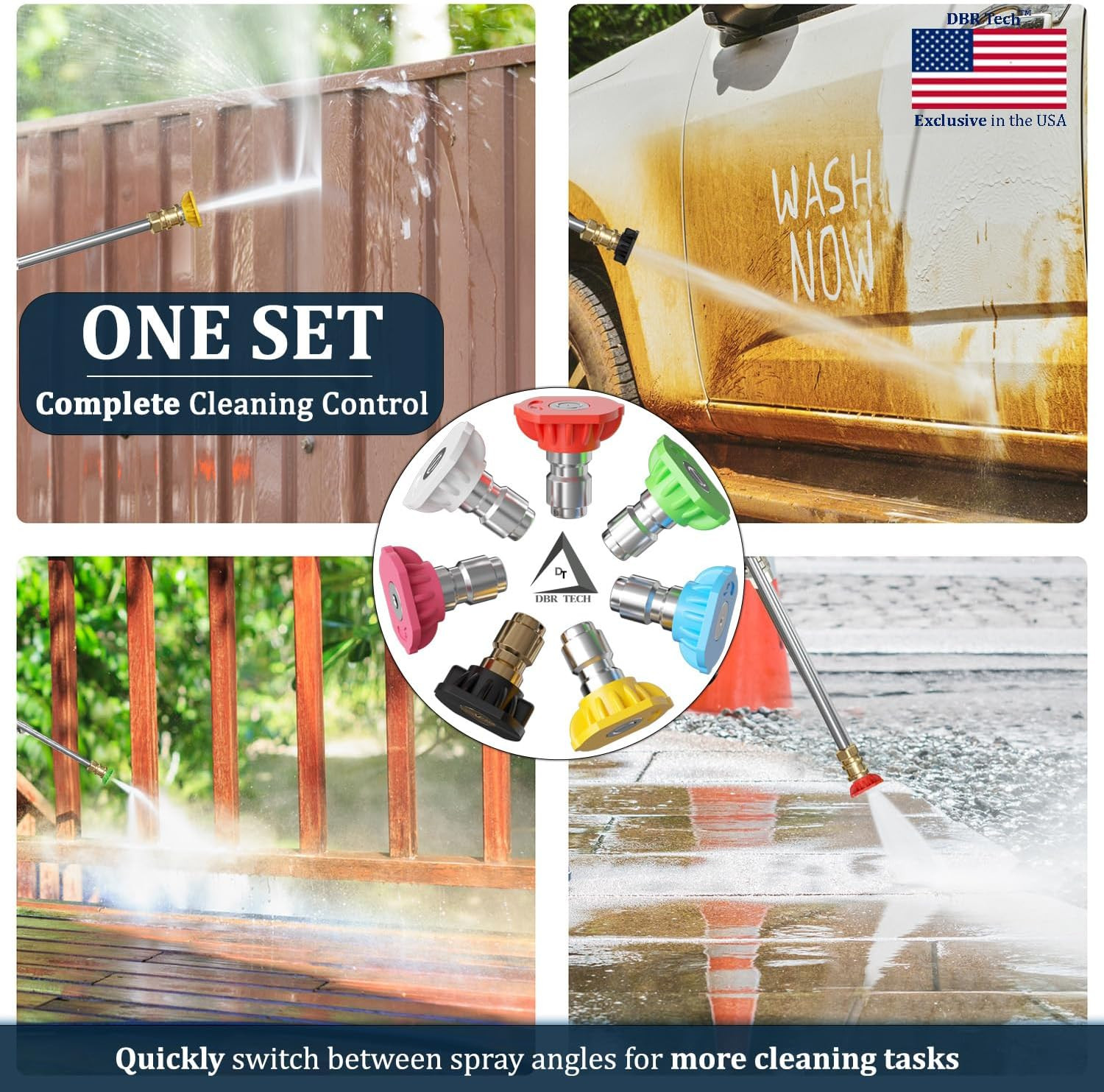 Pressure Washer Nozzle Tips Set, 1/4 Inch Quick Connect, High Pressure up to 450