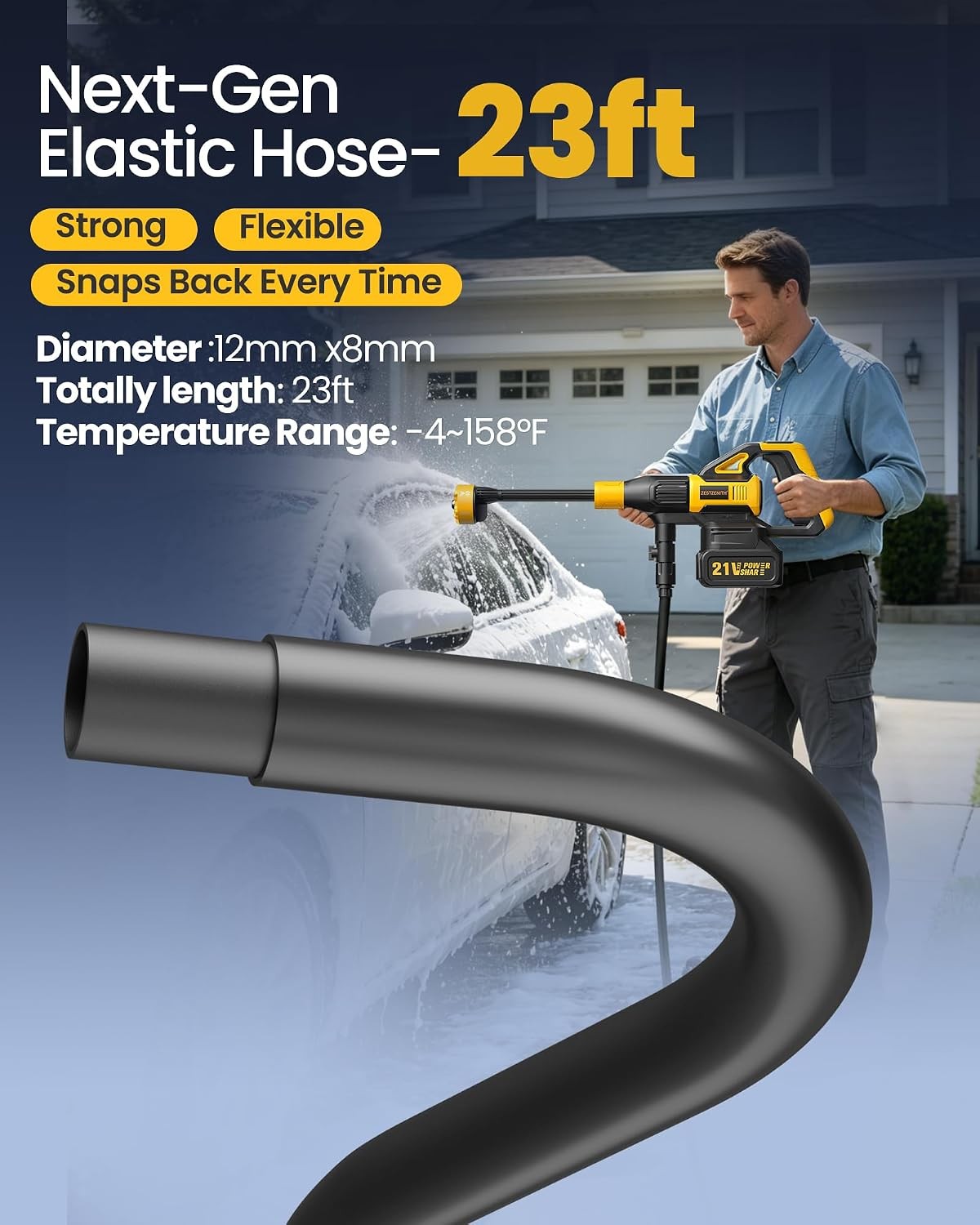 Cordless Portable Washer, Battery Operated Car Washer with 21V Battery & Charger