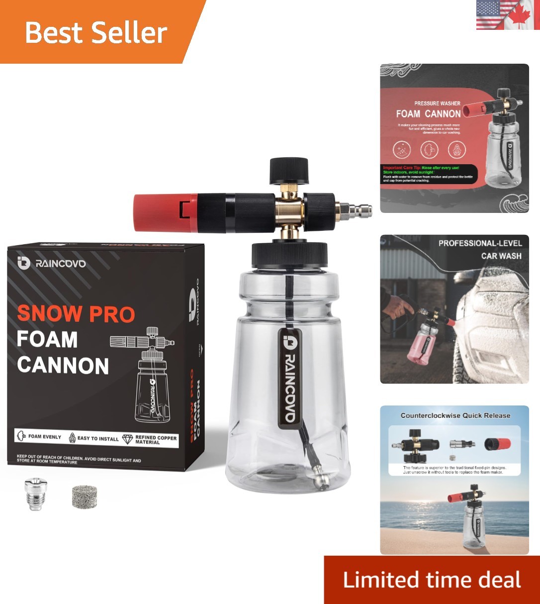 Superior Quality Foam Cannon with 1.1mm Nozzle – Creates Luxurious Snow Foam