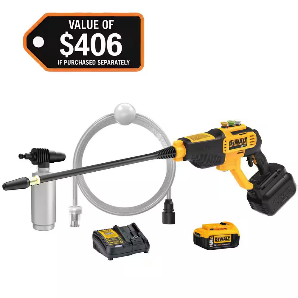 20V MAX 550 PSI 1.0 GPM Cold Water Cordless Battery Power Cleaner with 4 Nozzles