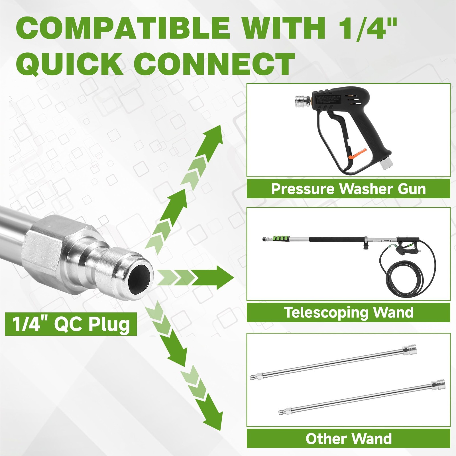 Pressure Washer Extension Wand, Stainless Steel 30°/90°/120° Curved, 5 Nozzle Ti