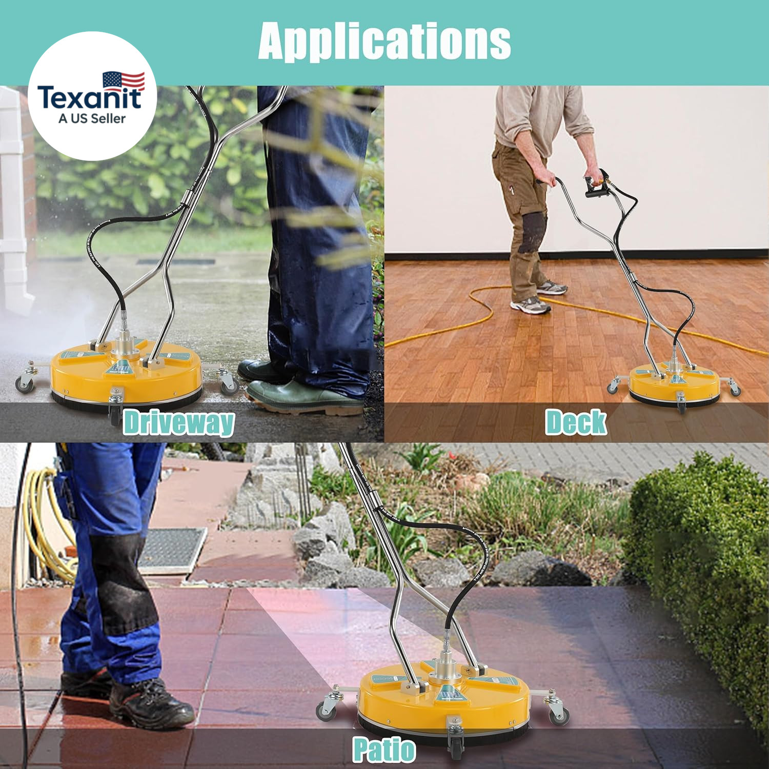 20” Pressure Washer Surface Cleaner, Surface Cleaner Dual Handle, Power Washer