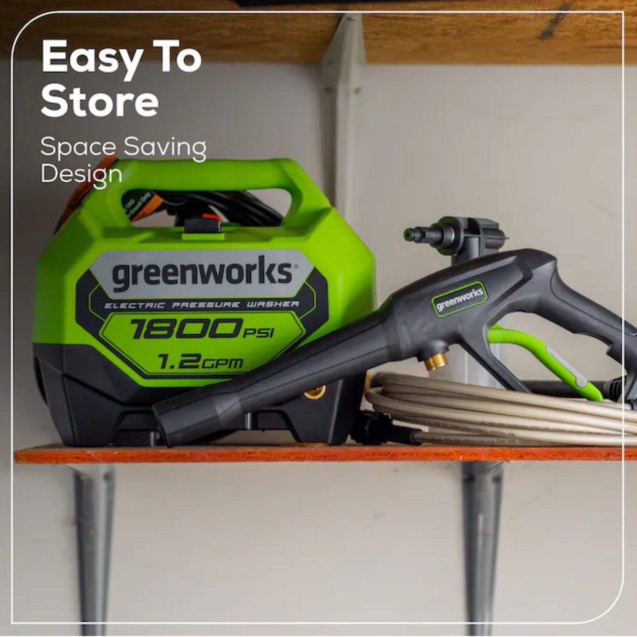Greenworks 1800 PSI 1.2-GPM Cold Water Electric Pressure Washer and 2 Spray Tips