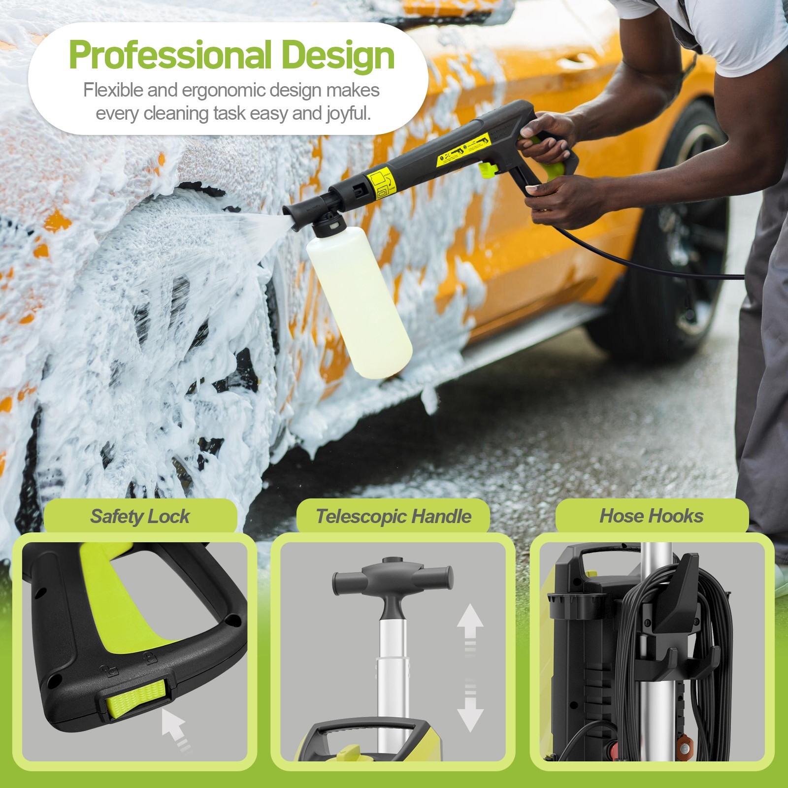 Pressure Washer 4200PSI 3.1GPM, Steel Lance, 500ML Foam Cannon, for Driveway