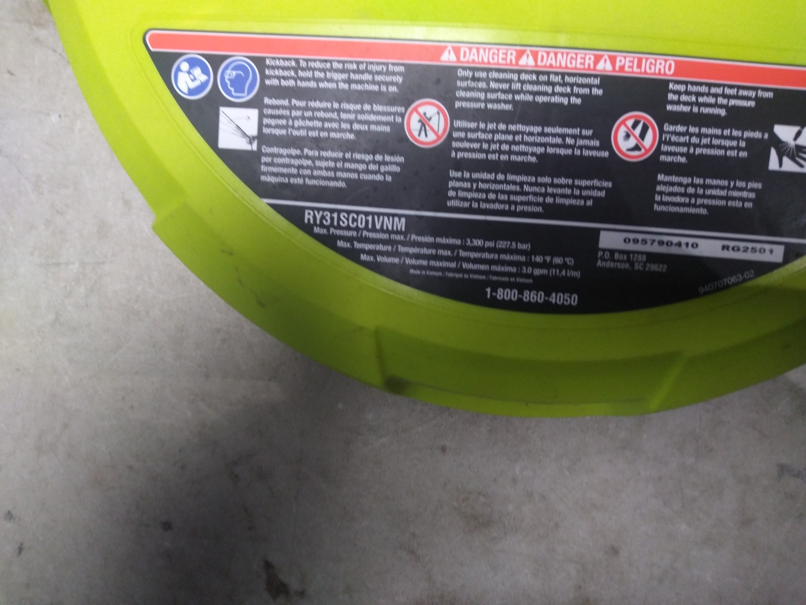 RYOBI 15 in. 3300 PSI Surface Cleaner for Gas Pressure Washer