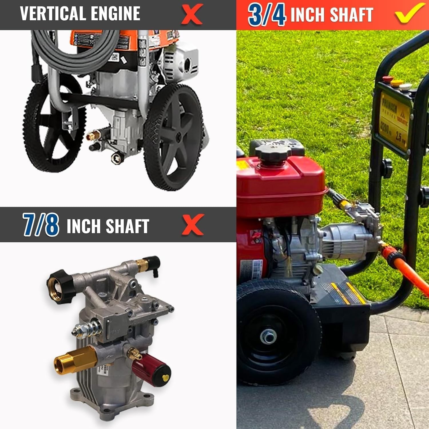 Pressure Washer Pump 3/4″ Shaft 3000 PSI 2.5 GPM Replacement for Power Washers