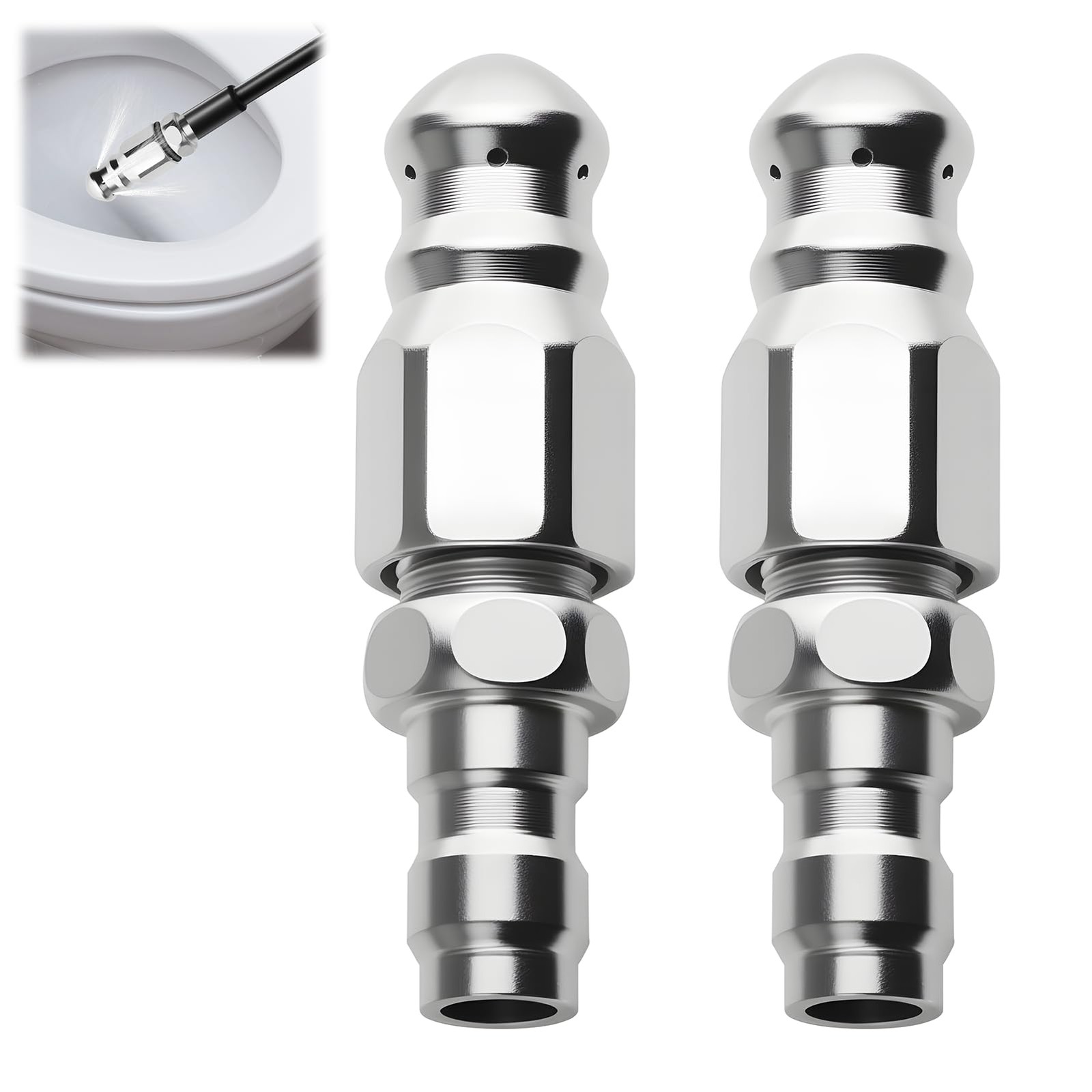 Uelkr Sewer Jetter Nozzle, Pressure Washer with 0.804 cubic inches, Silver