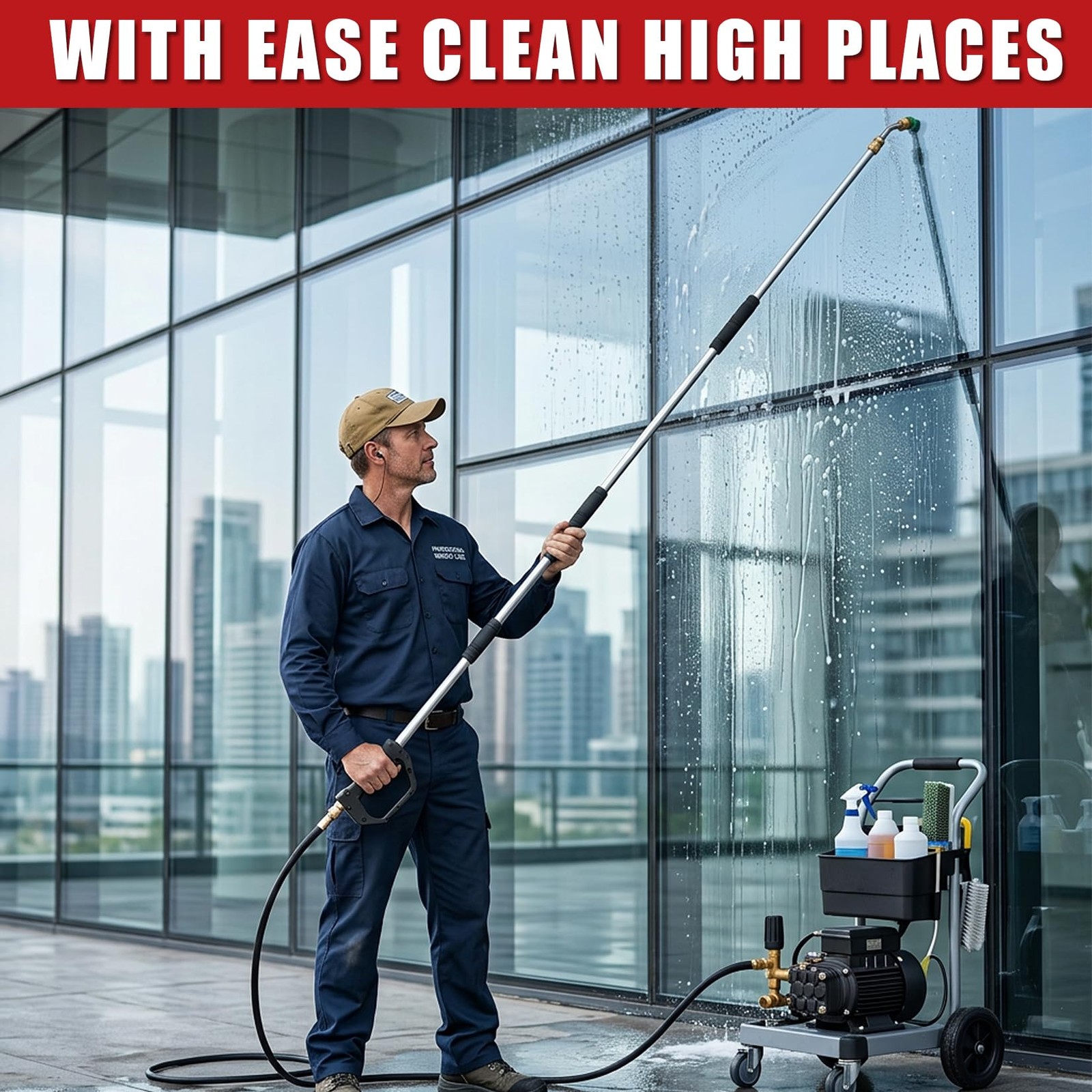 12FT Adjustable Pressure Washer Extension Wand Set , Telescopic Aluminum Lance