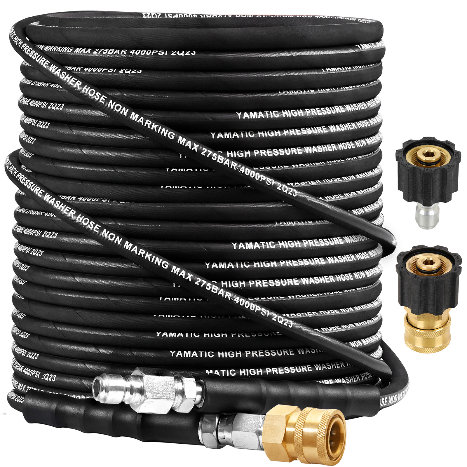 YAMATIC Kink Resistant Pressure Washer Hose Wear Resistant 4000PSI 3/8″ to M22