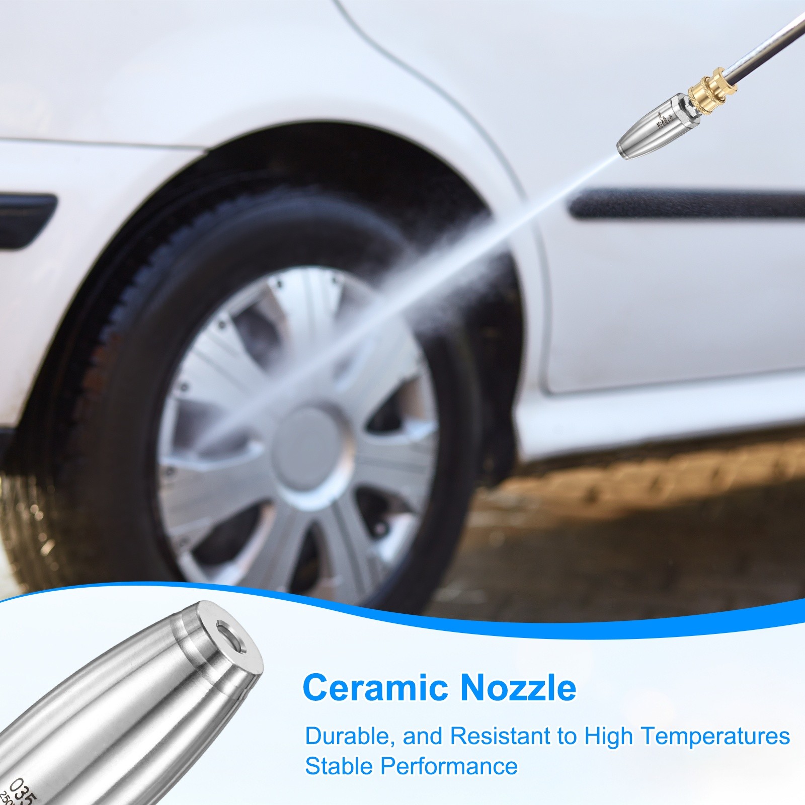 3-Pack Pressure Washer Turbo Nozzle Tips Set, 360° Rotating, 3.5 GPM [Silver]