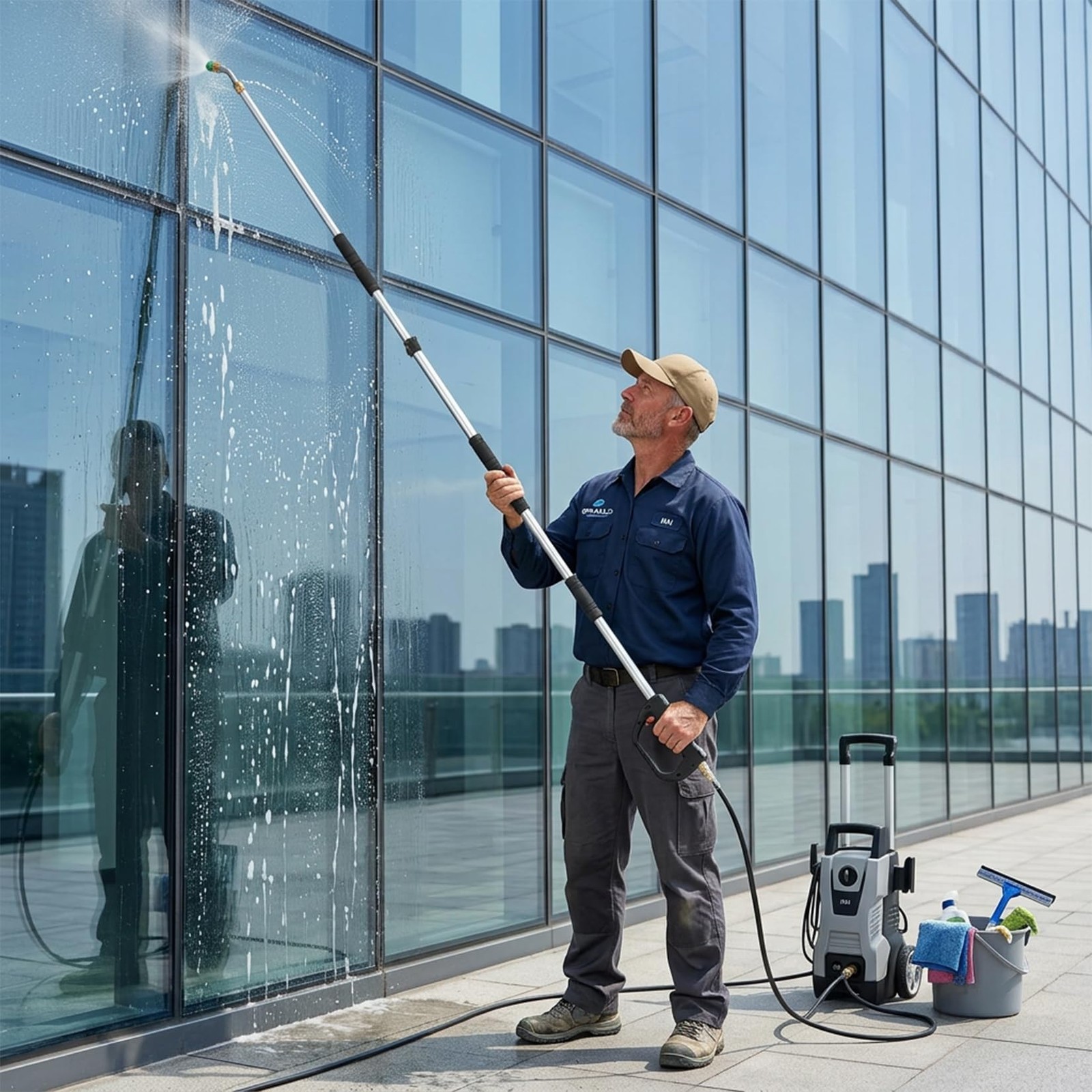 12FT Adjustable Pressure Washer Extension Wand Set , Telescopic Aluminum Lance