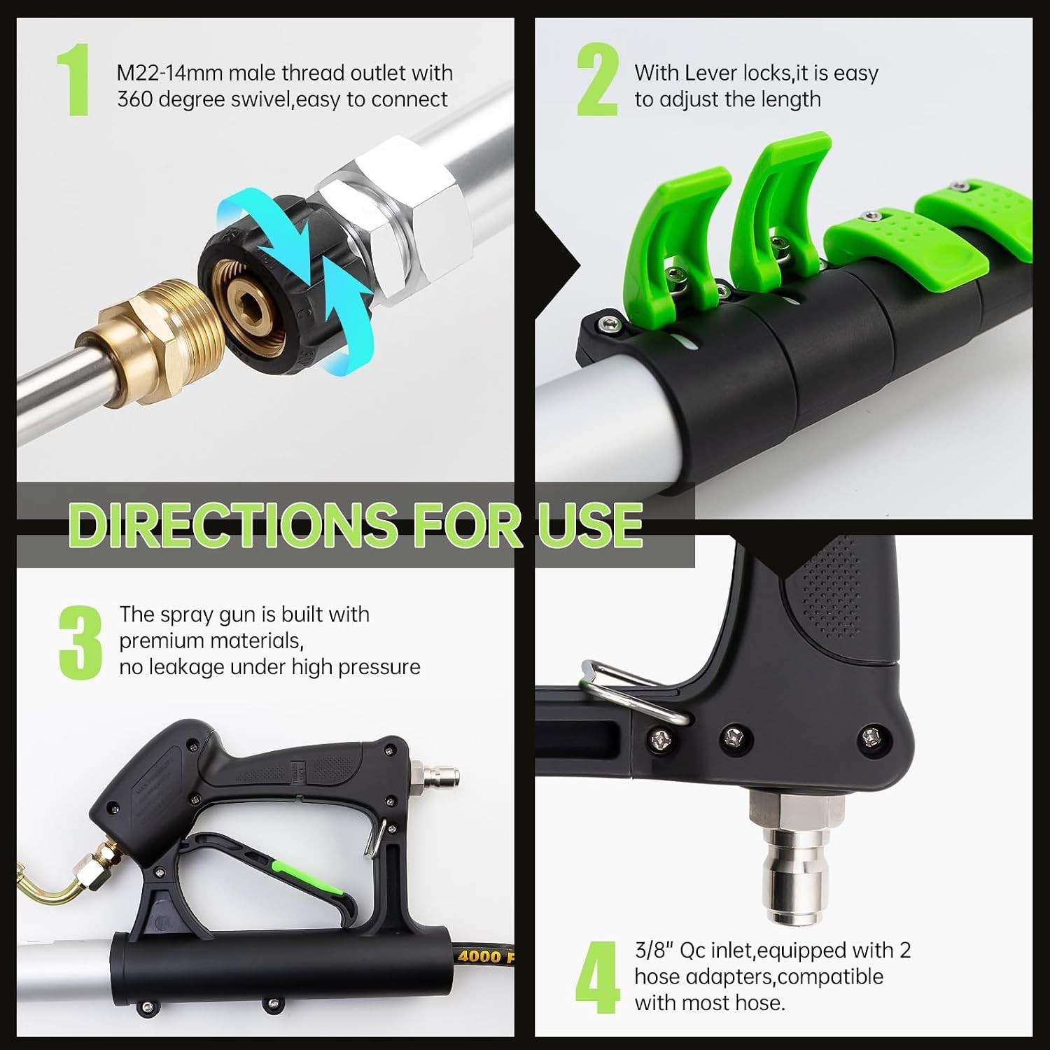Telescoping Pressure Washer Wand 24 Feet Compatible with 4000 PSI Power Washers
