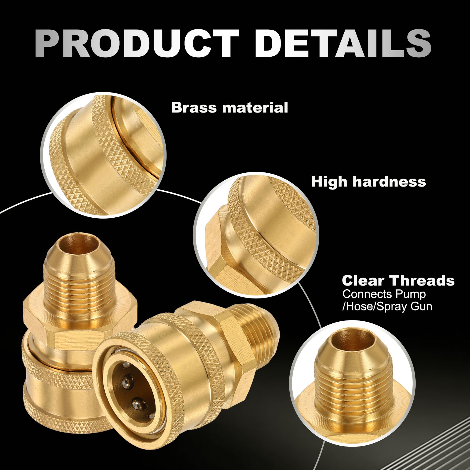 2Pcs Pressure Washer Adapter, 3/8″ Female Quick Plug to G3/8″ Male Brass Convex