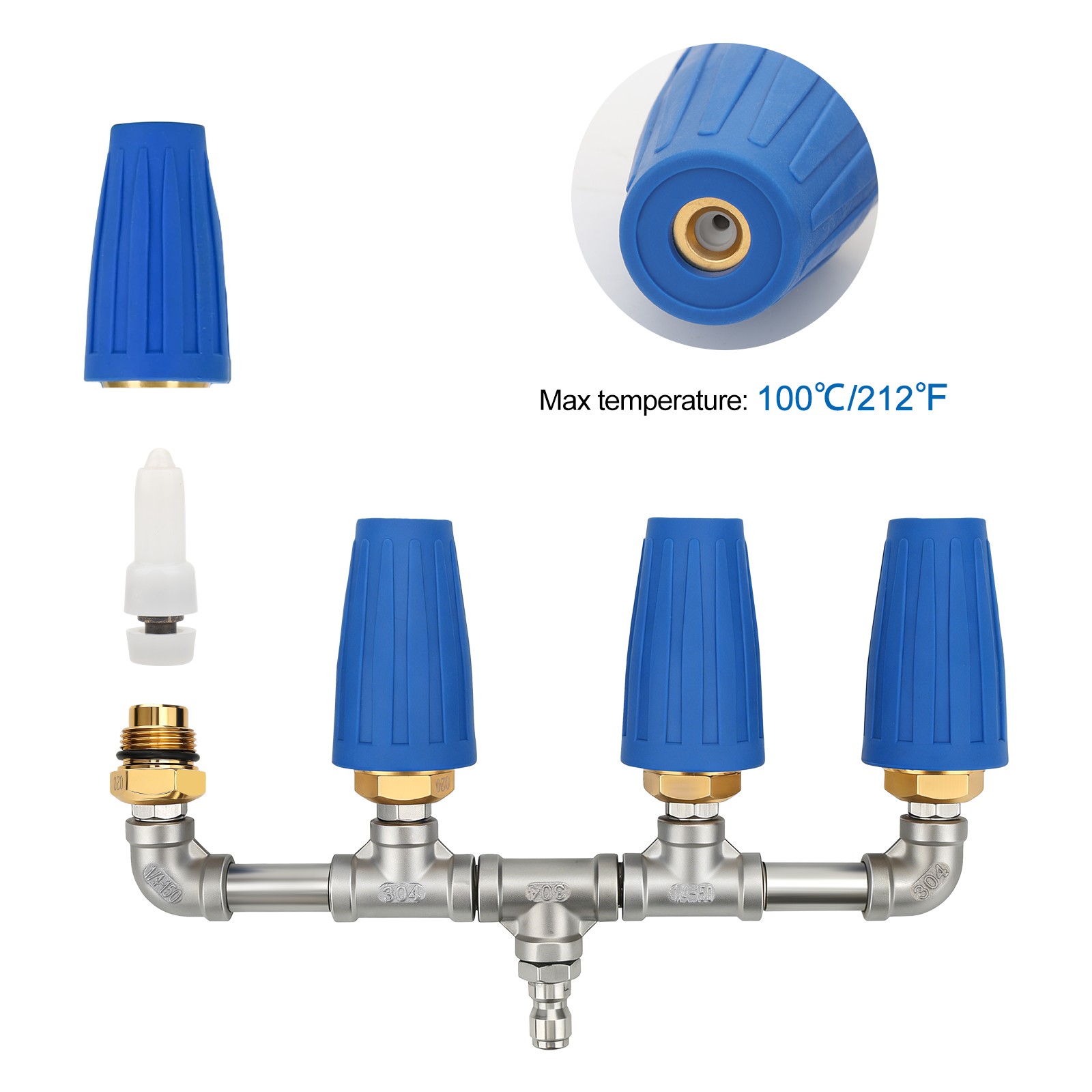 4000PSI 4in1 Turbo Pressure Washer Nozzle Rotating Spray 1/4 Quick Connect Brass