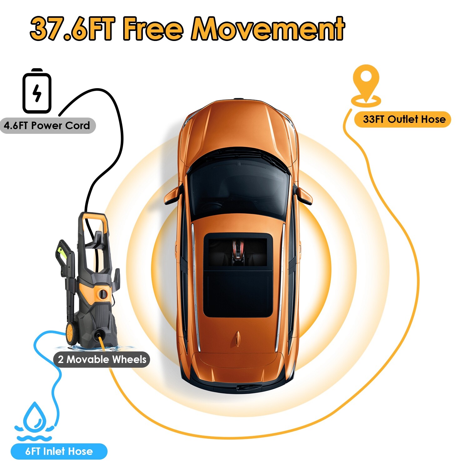 1800W Electric High Pressure Washer 4200PSI Cleaning Machine Car Power Washer