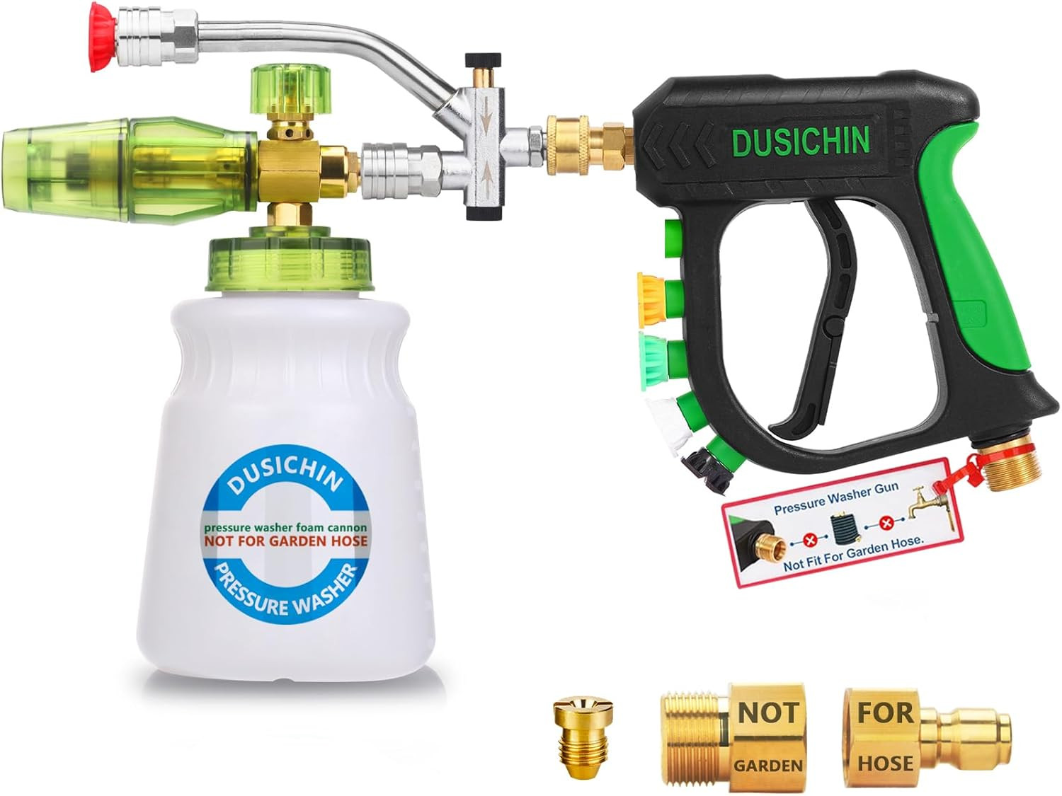 DUSICHIN Pressure Washer Gun Foam Cannon Dual Connector Shift Valve, Car Wash Fo